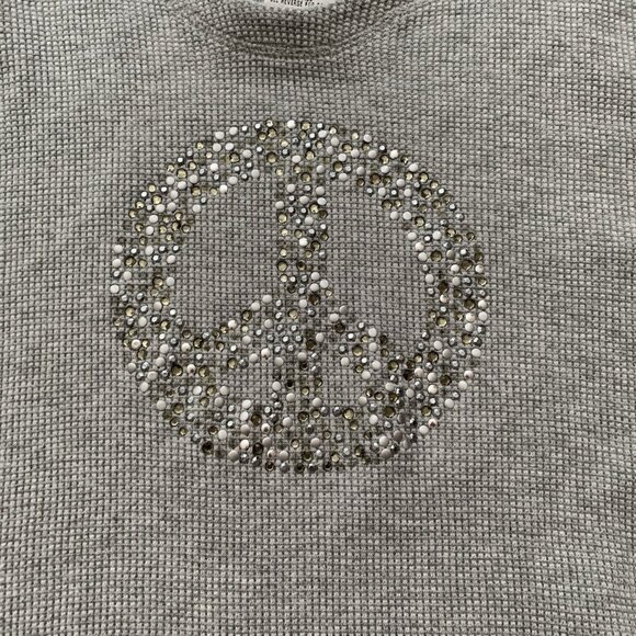 Quacker Factory Peace Sign Embellished Thermal Shirt 2X Gray Pullover READ - Picture 3 of 10